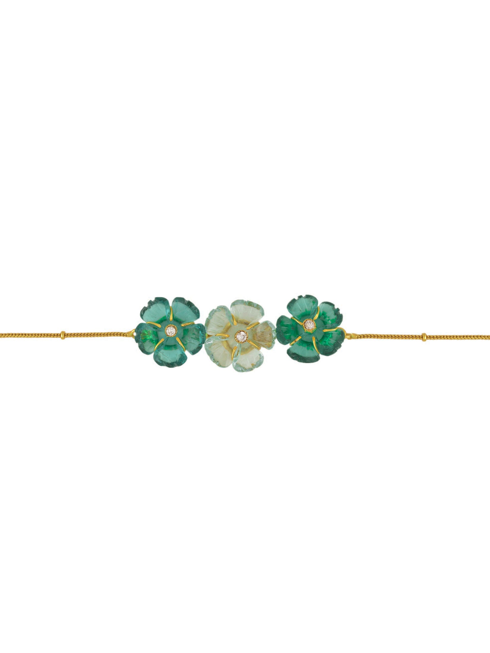 Teal Trio Flower Bracelet