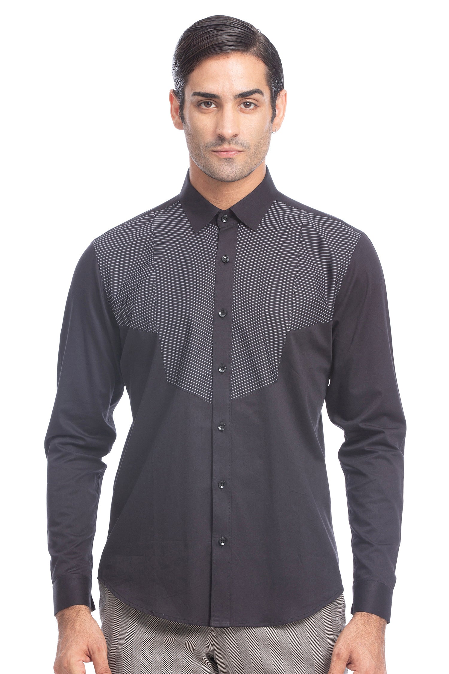 Black Multi Panel Shirt
