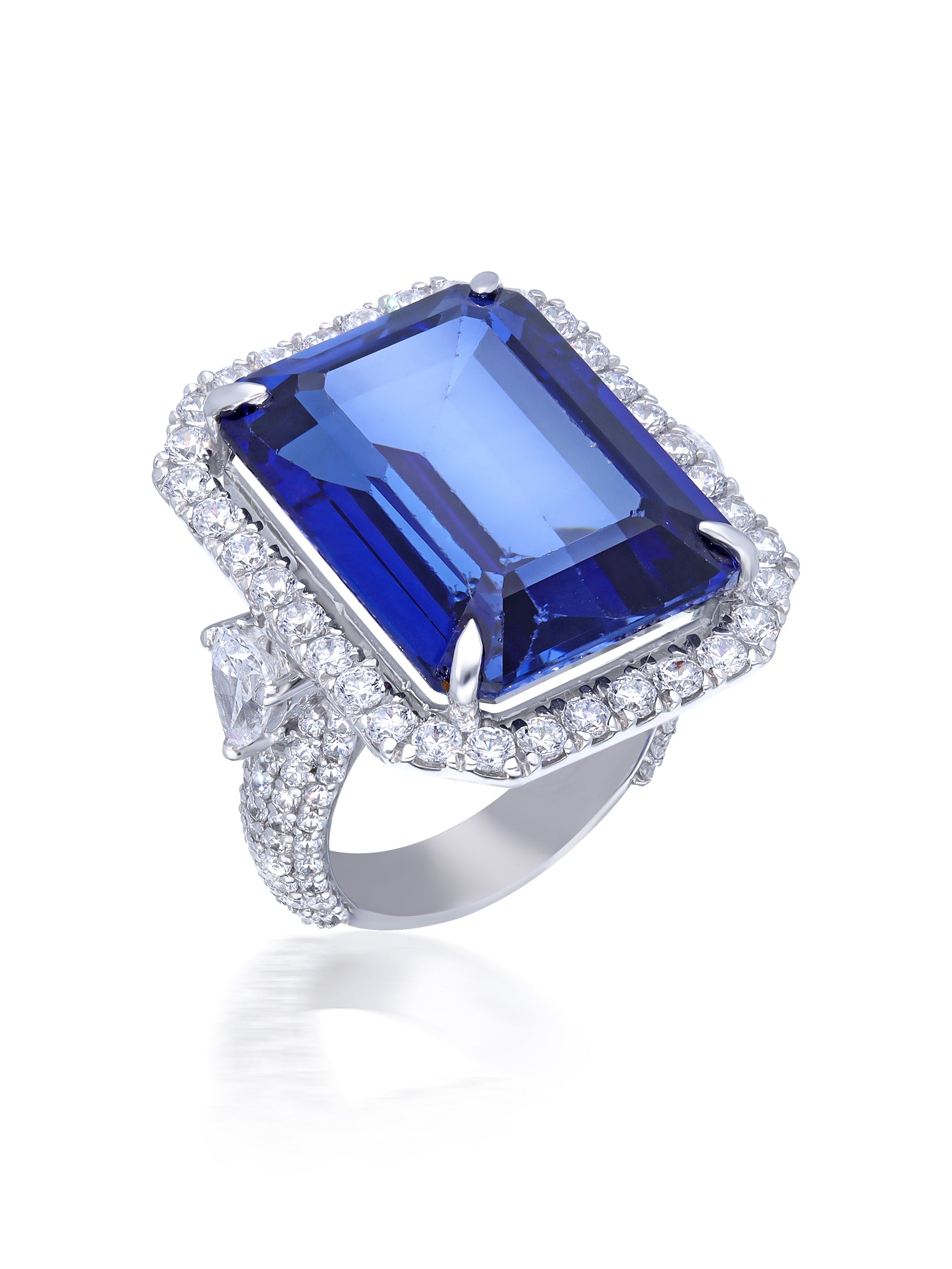 Blue and White Trendy Cocktail Ring