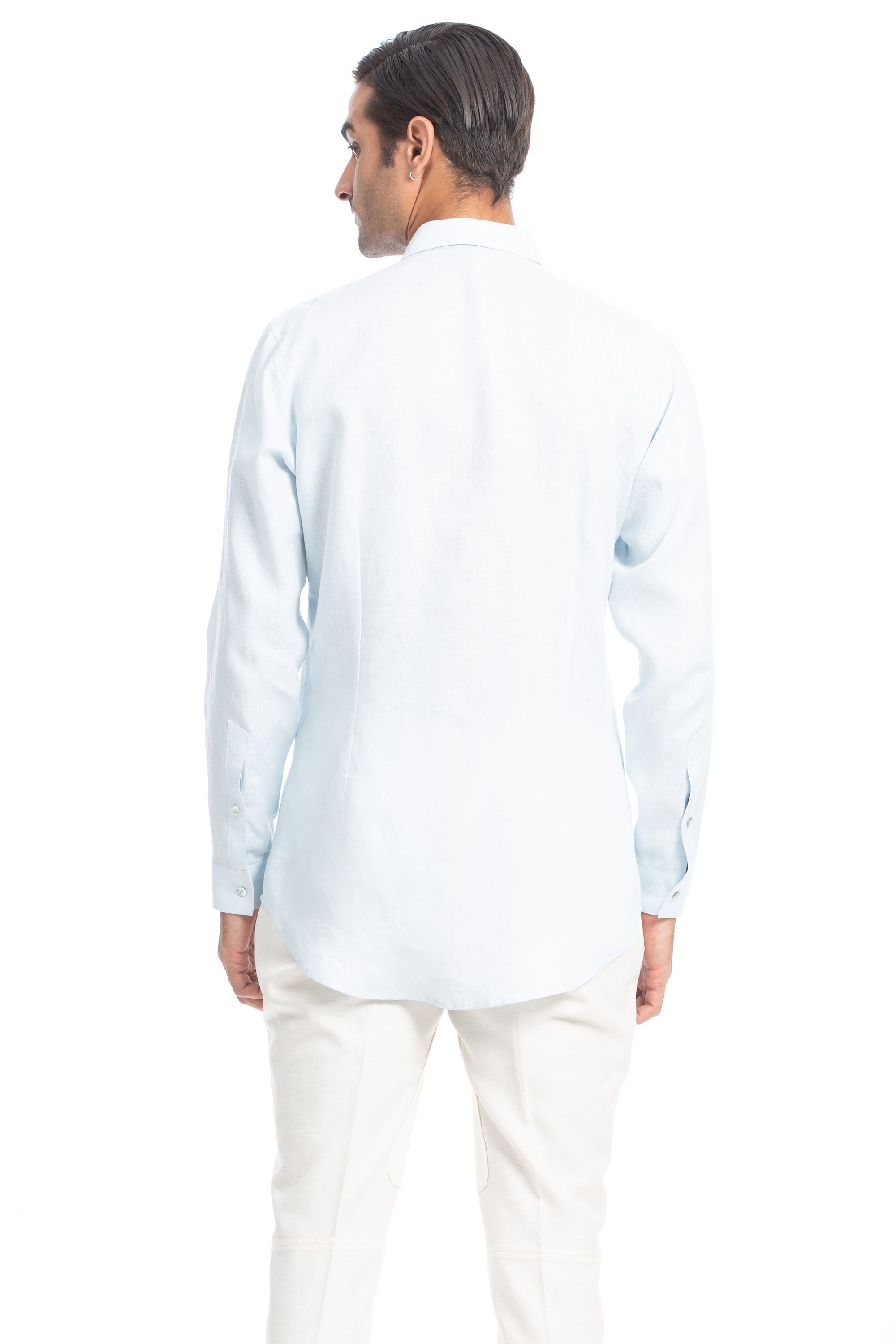 Powder Blue Layered Linen Shirt