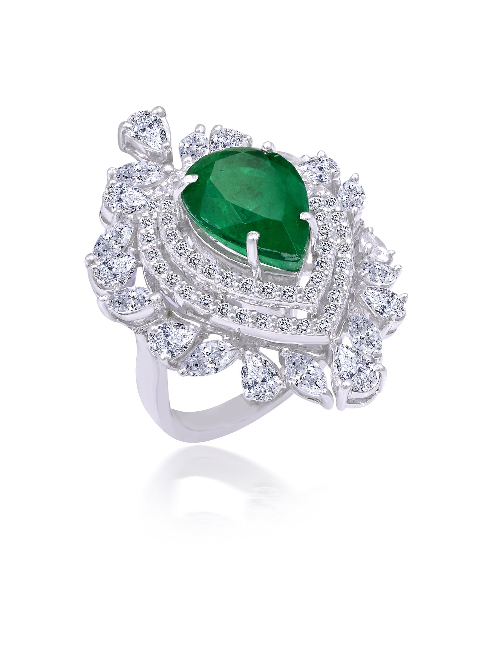 Green and White Cocktail Ring