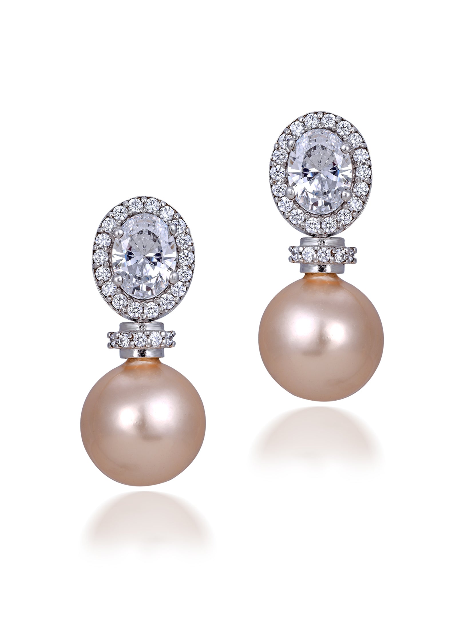 White with Golden Pearl Danglers & Drops Earrings