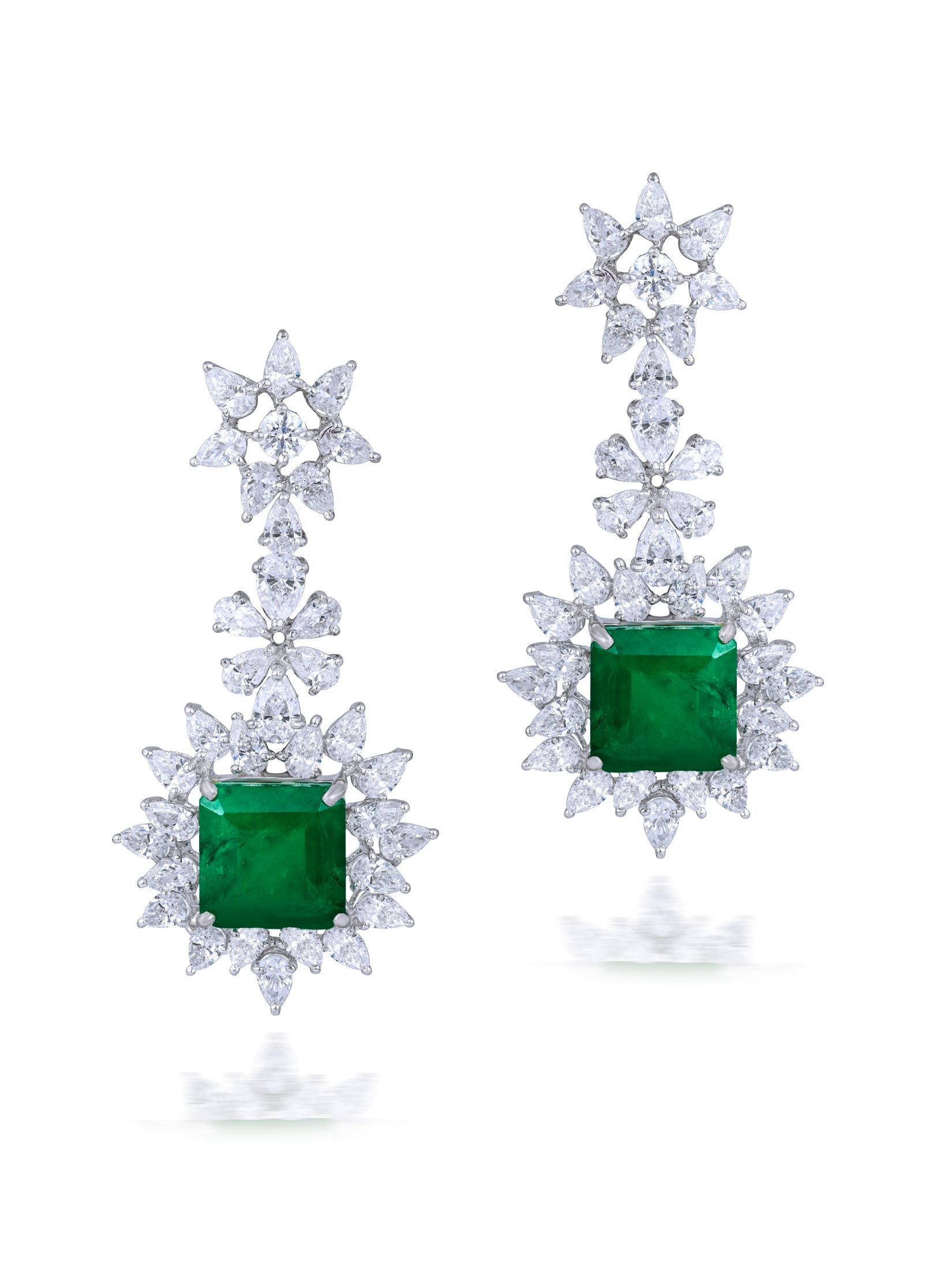 Green and White Danglers & Drops Earrings