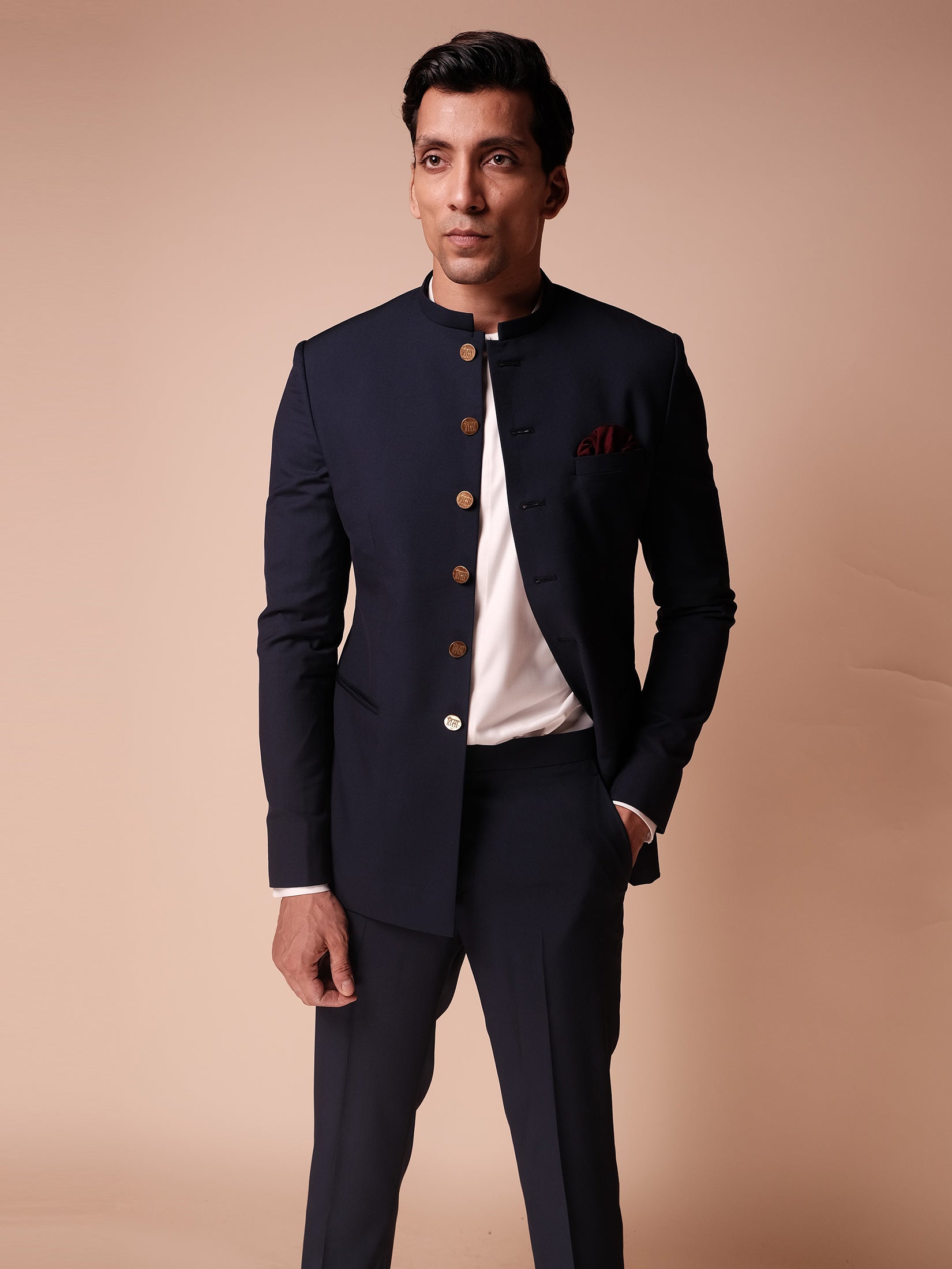 Buy Blue Terry Rayon And Cotton Solid Bandhgala Set For Men by Khwaab by  Sanjana Lakhani Online at Aza Fashions.