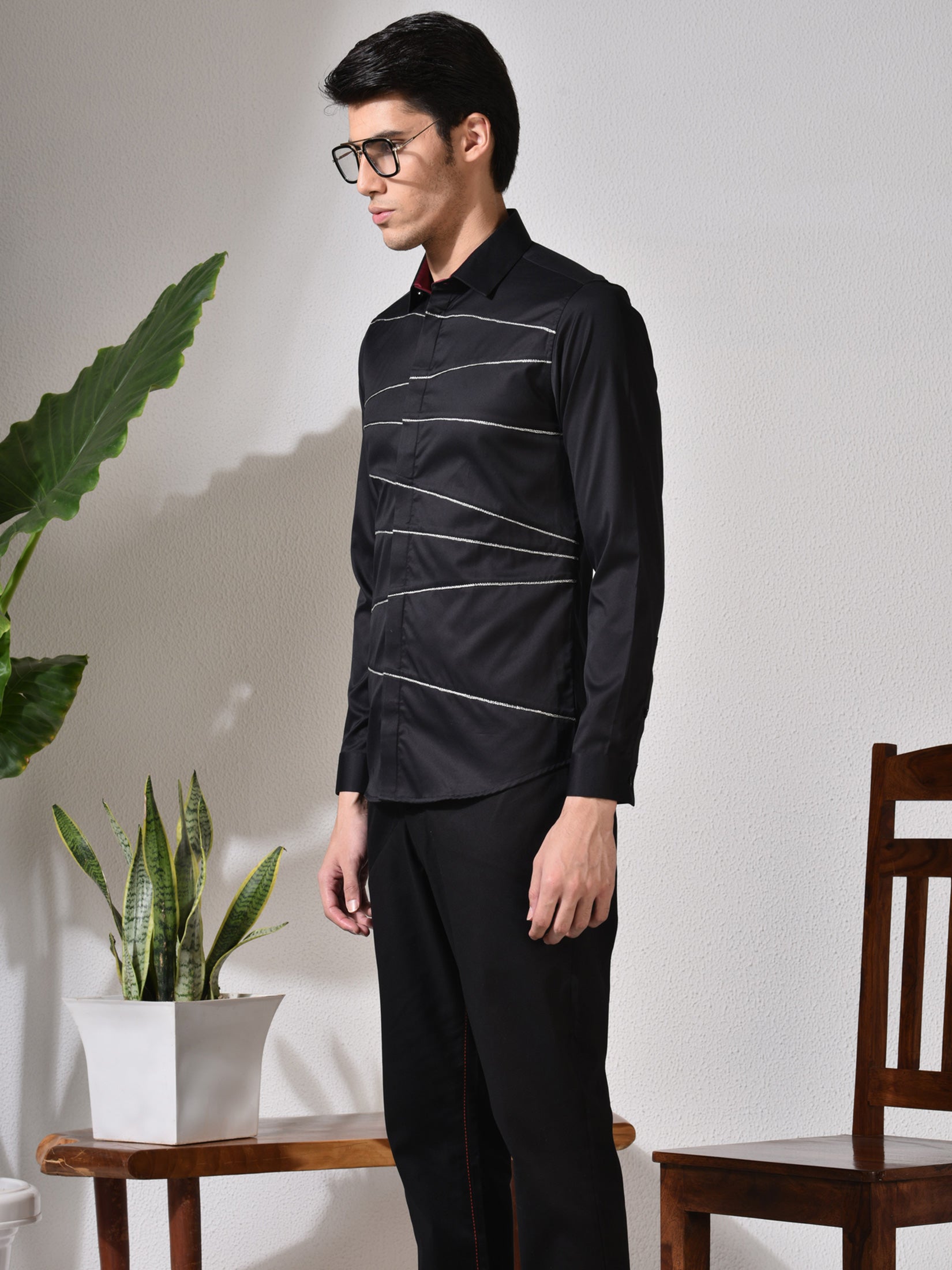 Kobe, Black Horizontal Panels Shirt