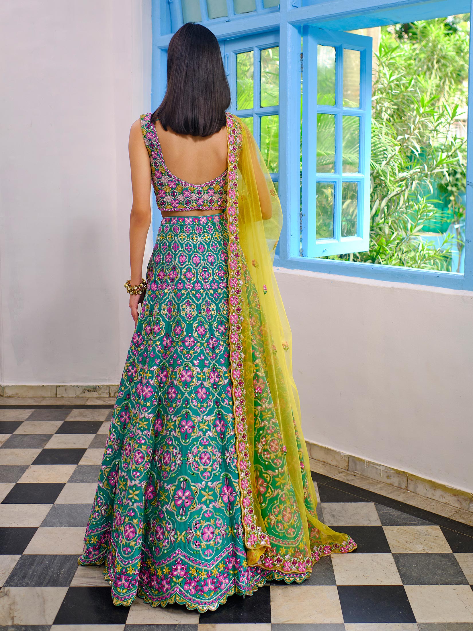 Lemon Yellow Banarasi Jacquard Golden Weaving Work Traditional Wear Lehenga  Choli - 503515